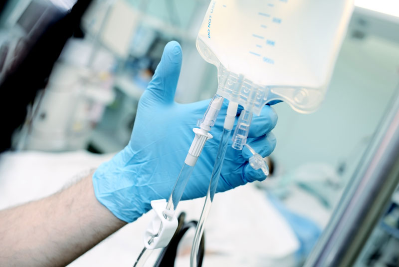 iv sedation bag for dental patient undergoing a dental procedure.